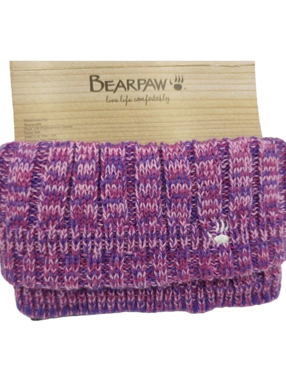 BEARPAW Women Knit Boot Cuffs Toppers Pink Purple Multi Marled Logo NWT One Size